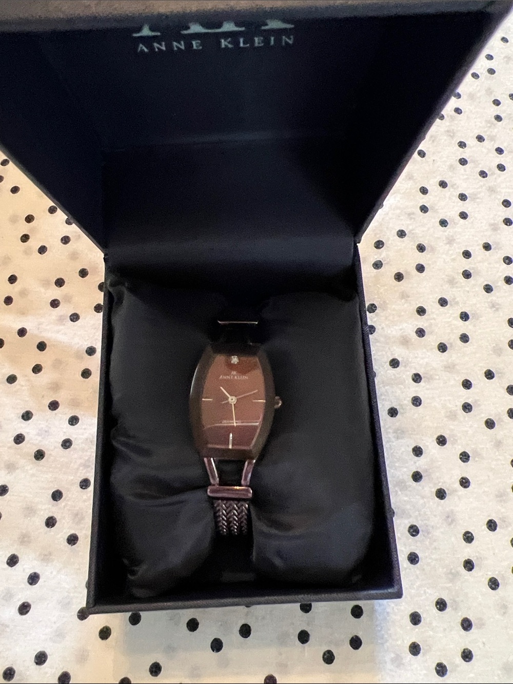 Anne Klein Brown Tonneau Bracelet Watch with Braided Band